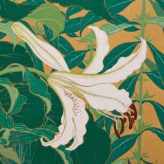 Japanese Two Panel Screen Summer Flowers - 3128492