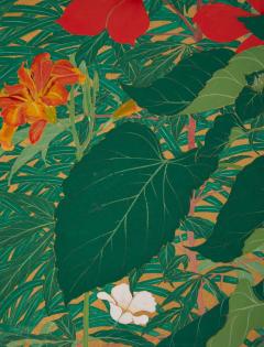 Japanese Two Panel Screen Summer Flowers - 3128499