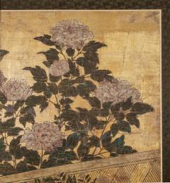 Japanese Two Panel Screen Summer Flowers in a Garden Setting - 1397212