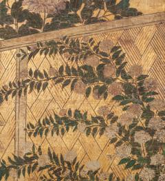 Japanese Two Panel Screen Summer Flowers in a Garden Setting - 1397216