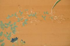 Japanese Two Panel Screen Summer Flowers on Silk - 3128476
