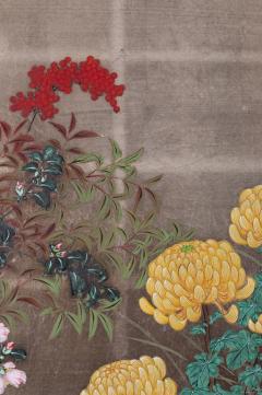 Japanese Two Panel Screen Summer Garden on Silver - 1939458