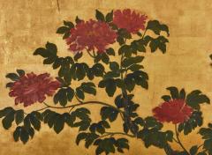 Japanese Two Panel Screen Summer Peonies in Bloom - 3951598
