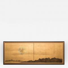 Japanese Two Panel Screen Sun Over Mountains - 321364