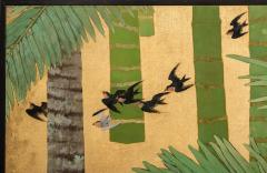 Japanese Two Panel Screen Swallows in Tropical Landscape - 714867