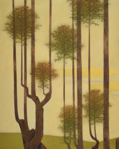 Japanese Two Panel Screen Topiary Pine by River s Edge - 4713108