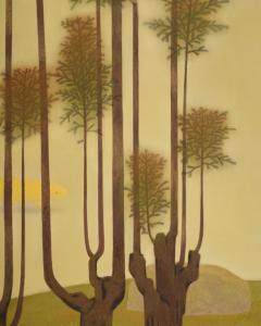 Japanese Two Panel Screen Topiary Pine by River s Edge - 4713109