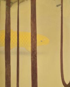 Japanese Two Panel Screen Topiary Pine by River s Edge - 4713111