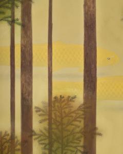 Japanese Two Panel Screen Topiary Pine by River s Edge - 4713116