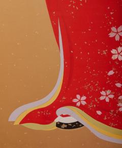 Japanese Two Panel Screen Two Geishas with Gold Butterflies - 3128451
