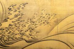 Japanese Two Panel Screen Waves on Gold - 3085190