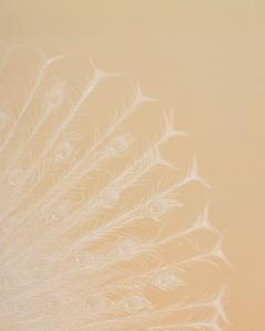 Japanese Two Panel Screen White Peafowl in Courtship Display - 4713073
