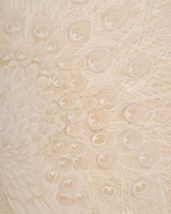 Japanese Two Panel Screen White Peafowl in Courtship Display - 4713082