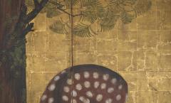 Japanese Two Panel Screen Woodland Deer - 4340592