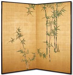 Japanese Two Panel Screen Young Bamboo on Gold - 2955776