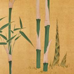 Japanese Two Panel Screen Young Bamboo on Gold - 2955778