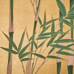 Japanese Two Panel Screen Young Bamboo on Gold - 2955784