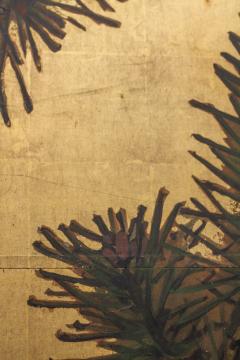 Japanese Two Panel Screen Young Pine and Pine Cones on Gold - 3085197