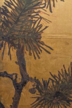 Japanese Two Panel Screen Young Pine and Pine Cones on Gold - 3085215