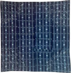 Japanese Vintage Indigo Woven Ikat Gasuri with Sashiko Textile Panel - 2791382