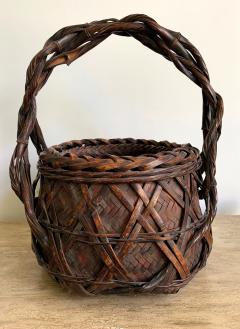 Japanese Wagumi Handled Bamboo Basket Ikebana - 1367207