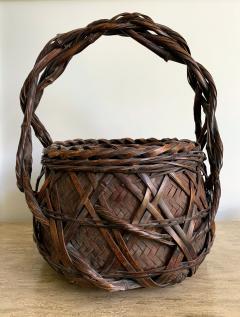 Japanese Wagumi Handled Bamboo Basket Ikebana - 1367209