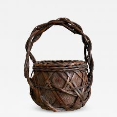 Japanese Wagumi Handled Bamboo Basket Ikebana - 1368128