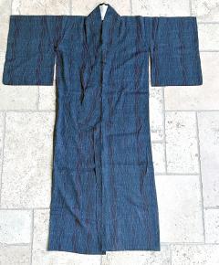 Japanese Woven Asa Double Ikat Summer Usumono Kimono Provenance - 4204315