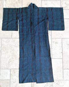 Japanese Woven Asa Double Ikat Summer Usumono Kimono Provenance - 4204316