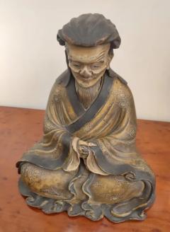 Japanese old man statue Tenmei Era dated 1781 - 3697132