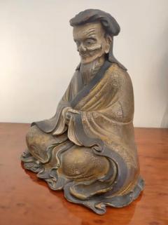 Japanese old man statue Tenmei Era dated 1781 - 3697135