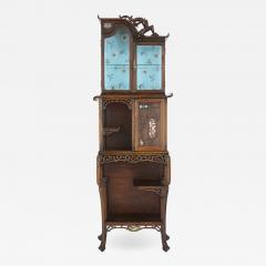 Japonisme mother of pearl inlaid hardwood display cabinet after Viardot - 1446462