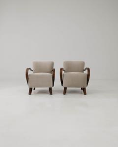 Jaroslav m dek 1950s Pair Of Upholstered Armchairs By J Halabala - 3469511