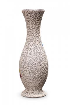 Jasba German Mid Century White Crackle and Primary Color Dot Design Footed Ceram - 4673108