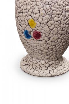 Jasba German Mid Century White Crackle and Primary Color Dot Design Footed Ceram - 4673113
