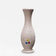 Jasba German Mid Century White Crackle and Primary Color Dot Design Footed Ceram - 4720799