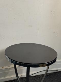 Jay Spectre ART DECO REVIVAL CHROME STRAP BLACK GLASS TOP TABLE - 4339143