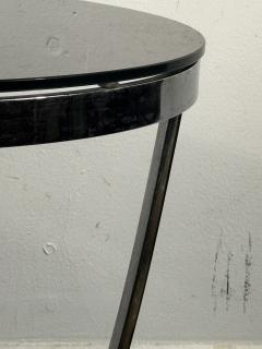 Jay Spectre ART DECO REVIVAL CHROME STRAP BLACK GLASS TOP TABLE - 4339149