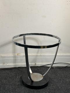 Jay Spectre ART DECO REVIVAL CHROME STRAP BLACK GLASS TOP TABLE - 4339150