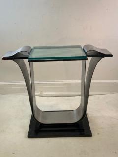 Jay Spectre ART DECO REVIVAL MODERNIST STEEL GLASS WOOD COSOLE TABLE BY JAY SPECTRE - 1530179