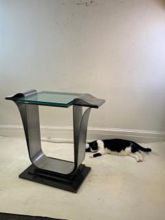 Jay Spectre ART DECO REVIVAL MODERNIST STEEL GLASS WOOD COSOLE TABLE BY JAY SPECTRE - 1530181