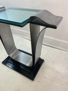 Jay Spectre ART DECO REVIVAL MODERNIST STEEL GLASS WOOD COSOLE TABLE BY JAY SPECTRE - 1530183