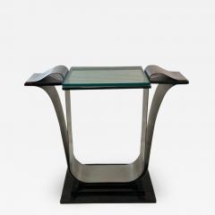 Jay Spectre ART DECO REVIVAL MODERNIST STEEL GLASS WOOD COSOLE TABLE BY JAY SPECTRE - 1535758