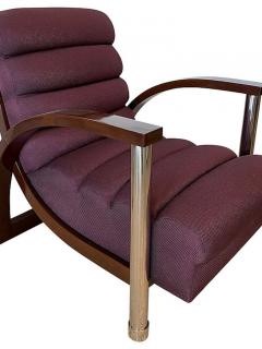 Jay Spectre American Modern Dark Oak and Chrome Eclipse Chair Jay Spectre Channeled Upholste - 4604945