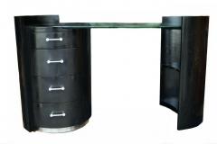 Jay Spectre Jay Spectre Eclipse Black Oak Barrel Desk Vanity Glass Top with Book Shelf - 1789799