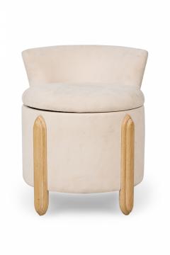 Jay Spectre Jay Spectre Mid Century American White Suede Upholstered Ottoman with Backrest - 4274803