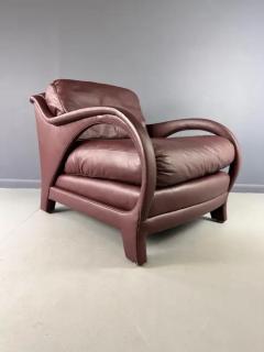 Jay Spectre Jay Spectre Tycoon Leather Lounge Chair in Burgundy For Century - 3605391