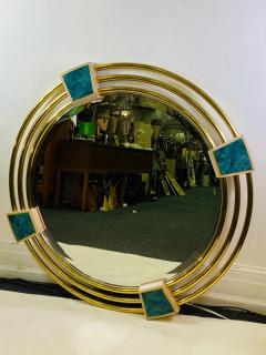 Jay Spectre MONUMENTAL MODERN TRIPLE BRASS RING MIRROR WITH LAPIS LAZULI ENAMEL MIRROR - 1439687