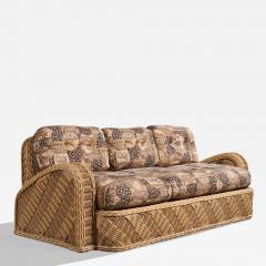Jay Spectre Sofa with Rattan and Fabric USA 1980s - 4779731