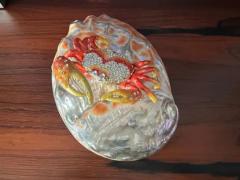 Jay Strongwater Enameled Crab Sculpture on Abalone Shell - 3982605